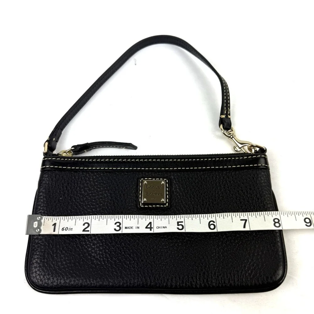 Dooney & Bourke Wristlet Black Pebbled Leather Clutch Preppy Red Interior NEW - Picture 6 of 6